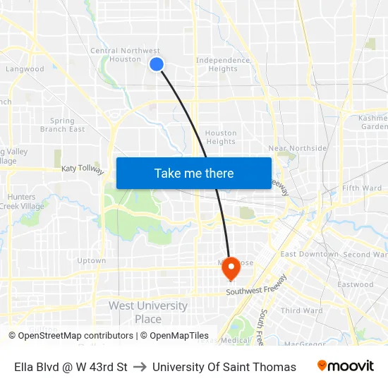 Ella Blvd @ W 43rd St to University Of Saint Thomas map