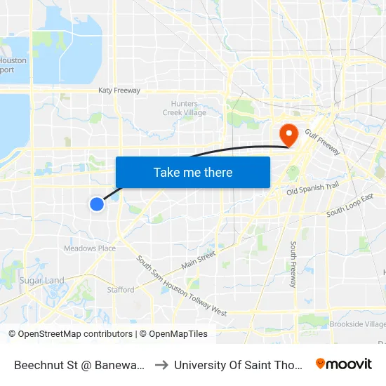 Beechnut St @ Baneway Dr to University Of Saint Thomas map