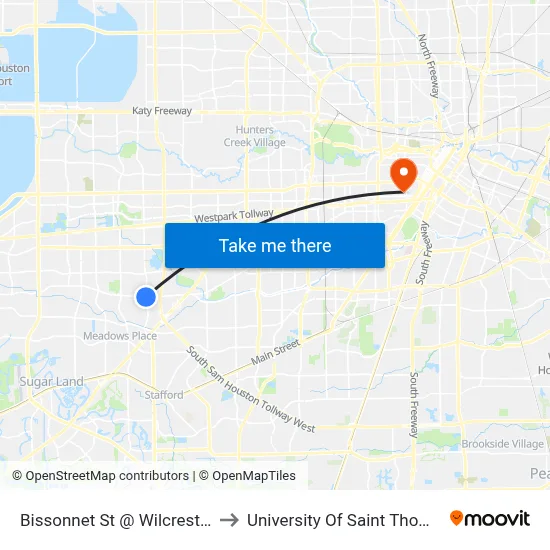 Bissonnet St @ Wilcrest Dr to University Of Saint Thomas map