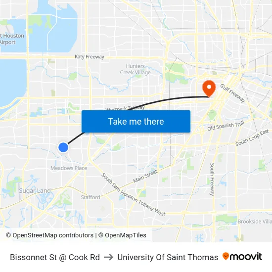 Bissonnet St @ Cook Rd to University Of Saint Thomas map