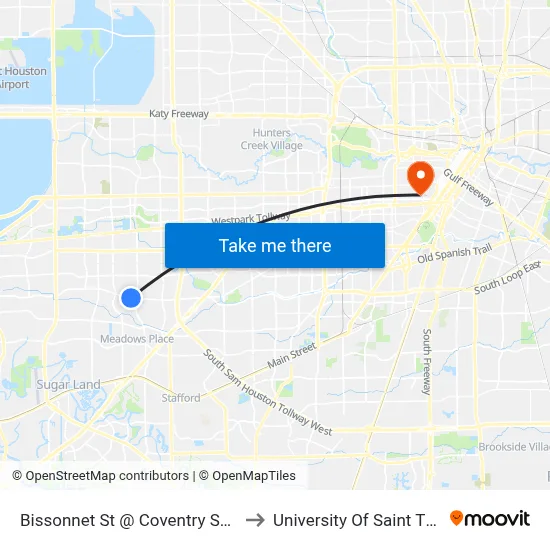 Bissonnet St @ Coventry Square Dr to University Of Saint Thomas map