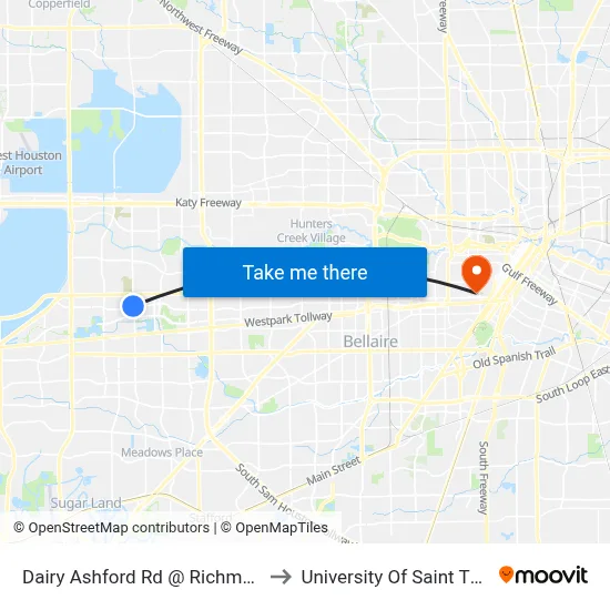 Dairy Ashford Rd @ Richmond Ave to University Of Saint Thomas map