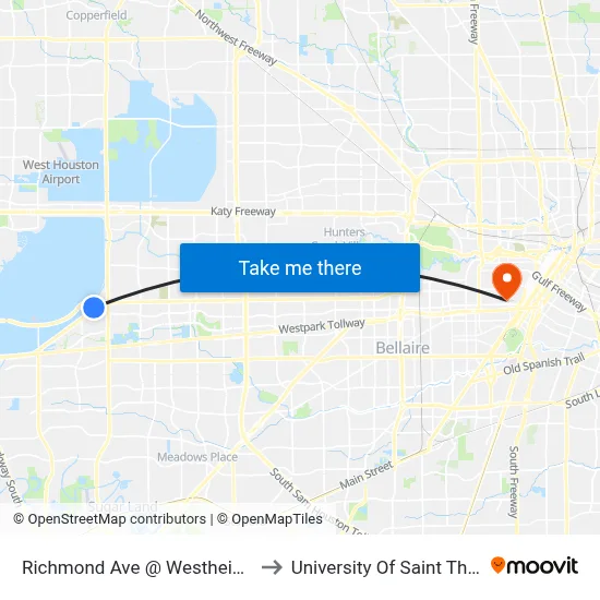 Richmond Ave @ Westheimer Rd to University Of Saint Thomas map