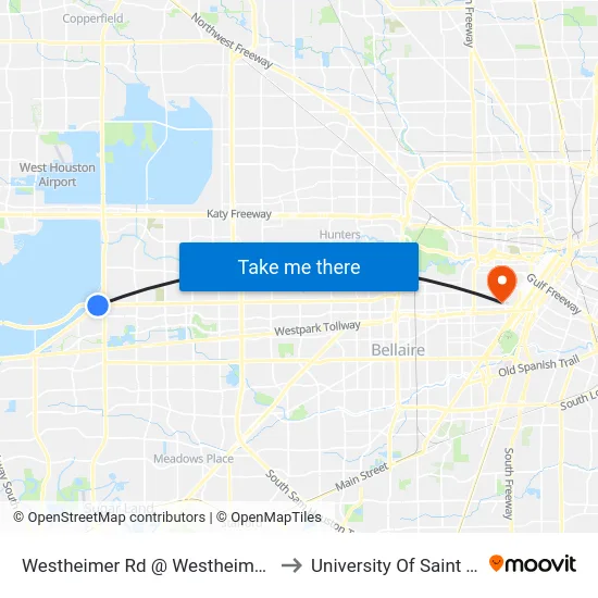 Westheimer Rd @ Westheimer Pkwy MB to University Of Saint Thomas map