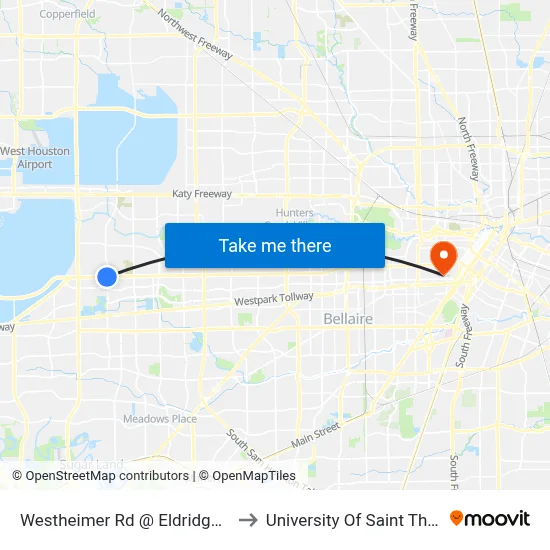 Westheimer Rd @ Eldridge Pkwy to University Of Saint Thomas map