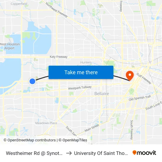 Westheimer Rd @ Synott Rd to University Of Saint Thomas map