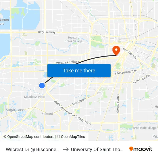 Wilcrest Dr @ Bissonnet St to University Of Saint Thomas map