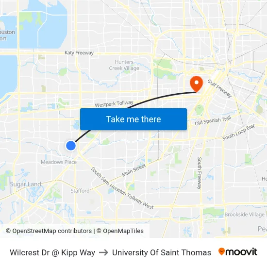 Wilcrest Dr @ Kipp Way to University Of Saint Thomas map
