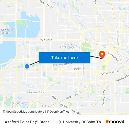 Ashford Point Dr @ Brant Rock Dr to University Of Saint Thomas map