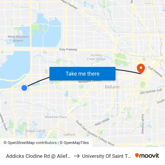Addicks Clodine Rd @ Alief Clodine to University Of Saint Thomas map