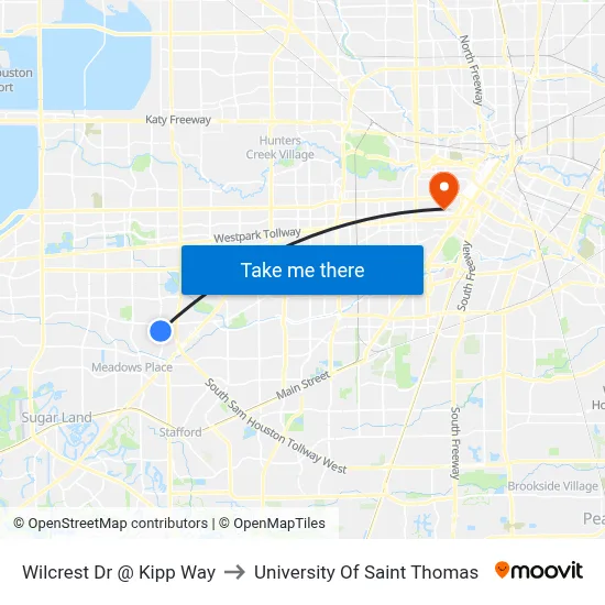 Wilcrest Dr @ Kipp Way to University Of Saint Thomas map