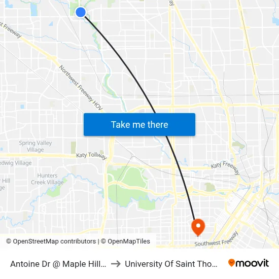 Antoine Dr @ Maple Hill Dr to University Of Saint Thomas map