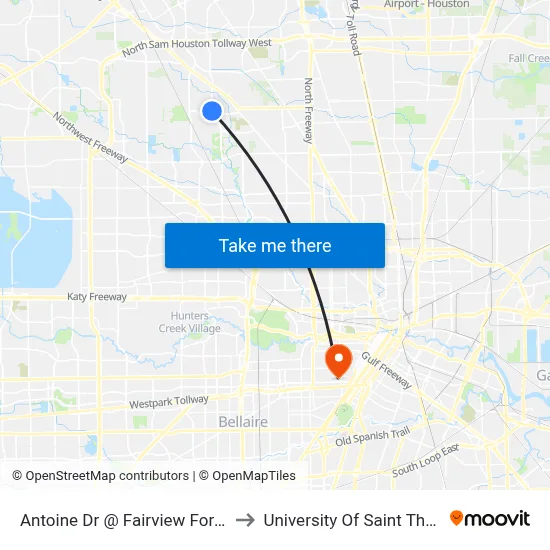 Antoine Dr @ Fairview Forest Dr to University Of Saint Thomas map