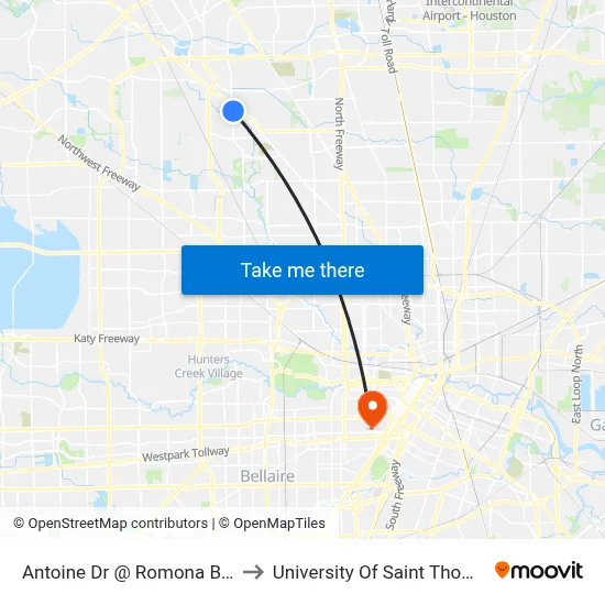 Antoine Dr @ Romona Blvd to University Of Saint Thomas map