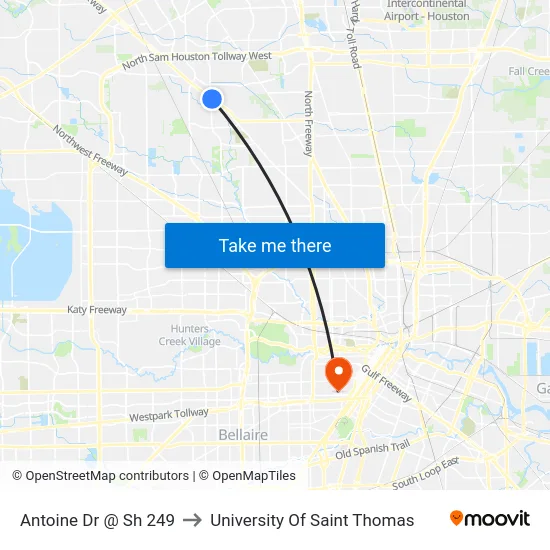 Antoine Dr @ Sh 249 to University Of Saint Thomas map
