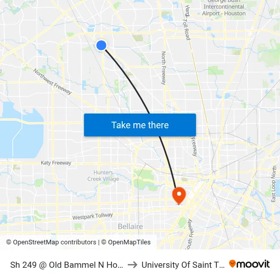 Sh 249 @ Old Bammel N Houston Rd to University Of Saint Thomas map
