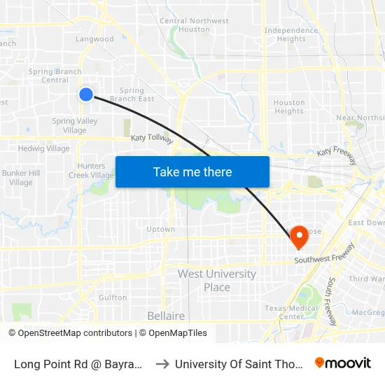 Long Point Rd @ Bayram Dr to University Of Saint Thomas map