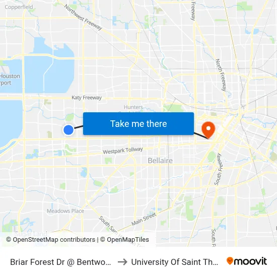 Briar Forest Dr @ Bentworth Dr to University Of Saint Thomas map
