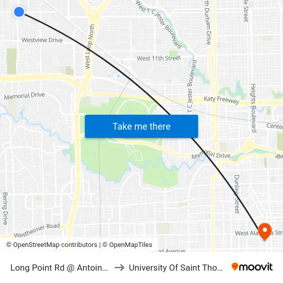 Long Point Rd @ Antoine Dr to University Of Saint Thomas map