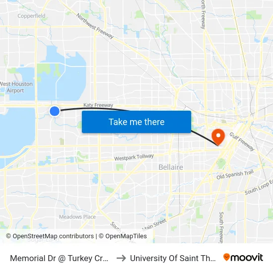 Memorial Dr @ Turkey Creek Dr to University Of Saint Thomas map