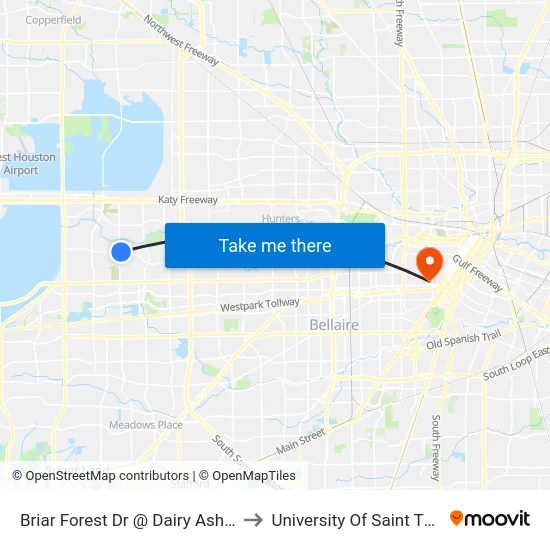 Briar Forest Dr @ Dairy Ashford Rd to University Of Saint Thomas map