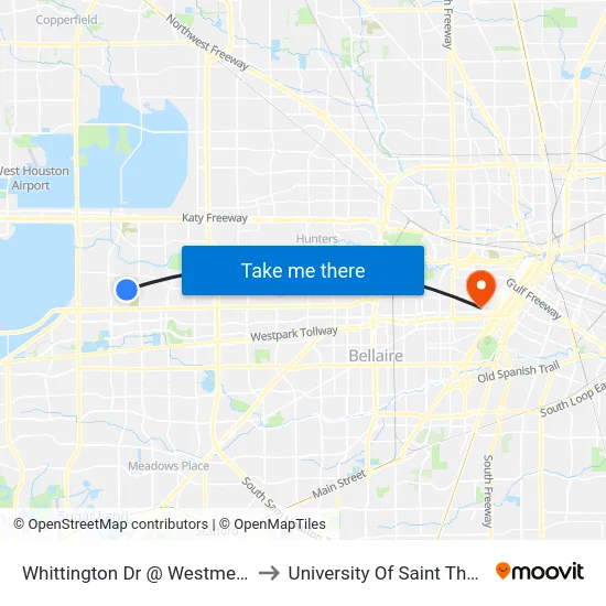 Whittington Dr @ Westmead Dr to University Of Saint Thomas map