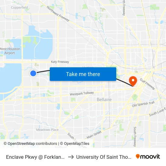 Enclave Pkwy @ Forkland Dr to University Of Saint Thomas map