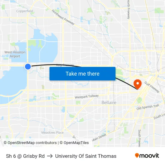 Sh 6 @ Grisby Rd to University Of Saint Thomas map