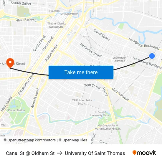Canal St @ Oldham St to University Of Saint Thomas map