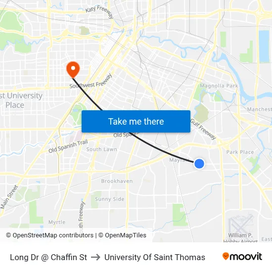 Long Dr @ Chaffin St to University Of Saint Thomas map