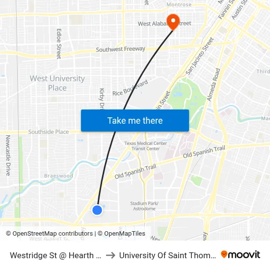 Westridge St @ Hearth Dr to University Of Saint Thomas map