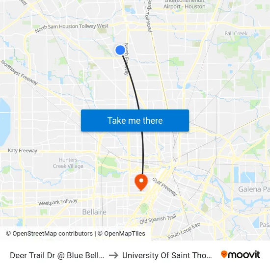 Deer Trail Dr @ Blue Bell Rd to University Of Saint Thomas map