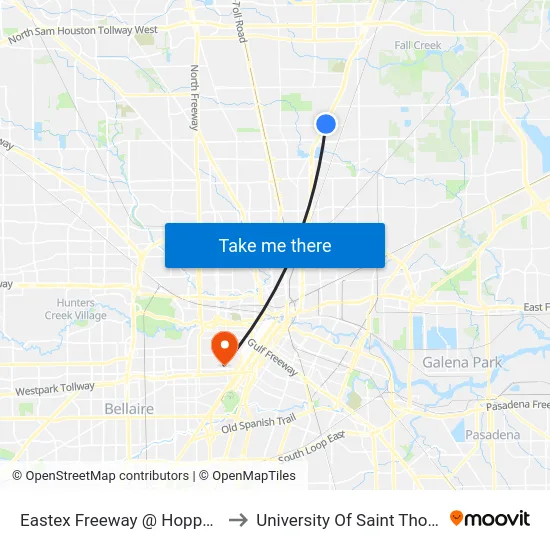 Eastex Freeway @ Hopper Rd to University Of Saint Thomas map