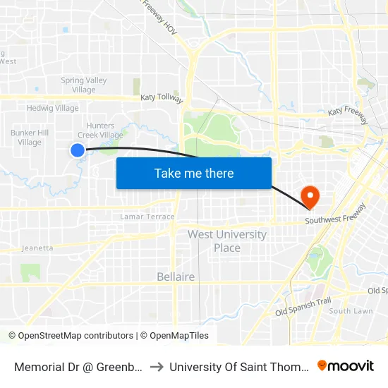 Memorial Dr @ Greenbay to University Of Saint Thomas map