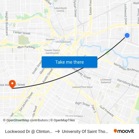 Lockwood Dr @ Clinton Dr to University Of Saint Thomas map