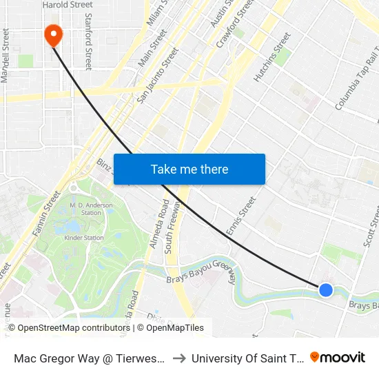 Mac Gregor Way @ Tierwester St MB to University Of Saint Thomas map