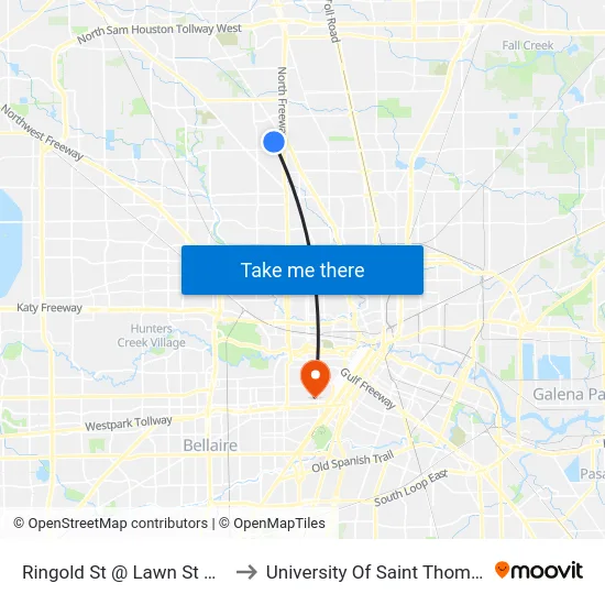 Ringold St @ Lawn St MB to University Of Saint Thomas map