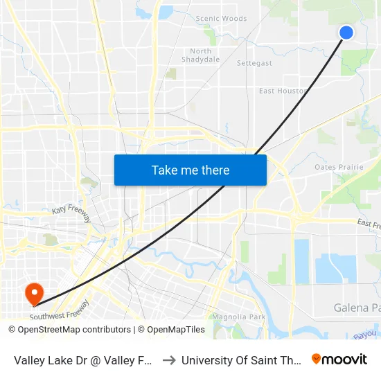 Valley Lake Dr @ Valley Falls Ct to University Of Saint Thomas map