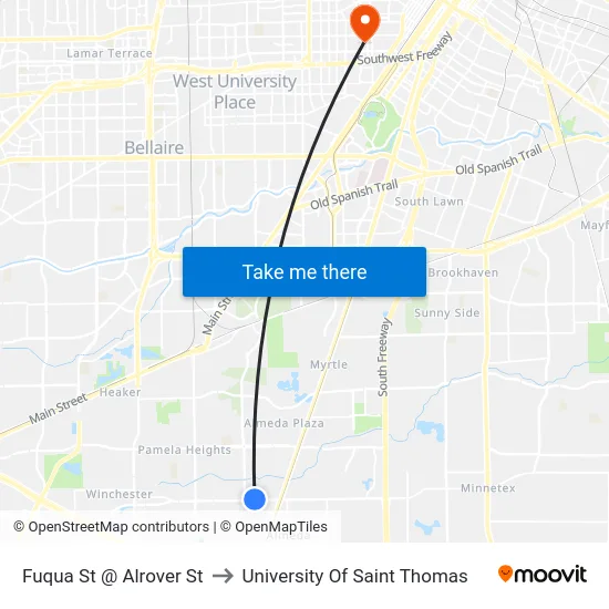 Fuqua St @ Alrover St to University Of Saint Thomas map
