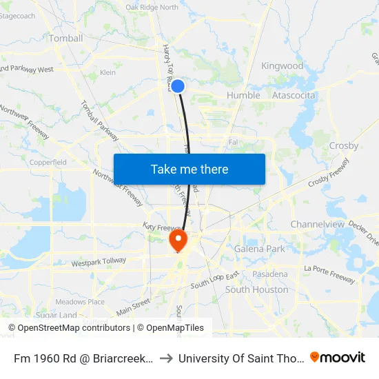 Fm 1960 Rd @ Briarcreek Blvd to University Of Saint Thomas map