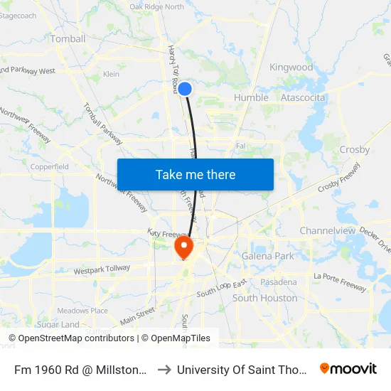 Fm 1960 Rd @ Millstone Dr to University Of Saint Thomas map