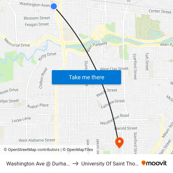 Washington Ave @ Durham Dr to University Of Saint Thomas map