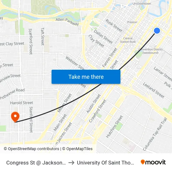 Congress St @ Jackson St to University Of Saint Thomas map