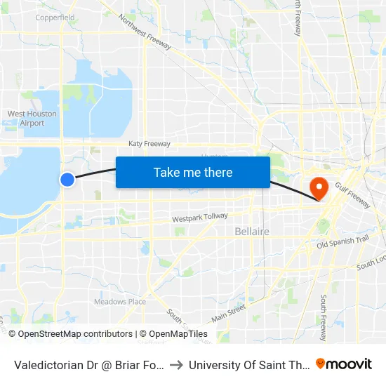 Valedictorian Dr @ Briar Forest Dr to University Of Saint Thomas map