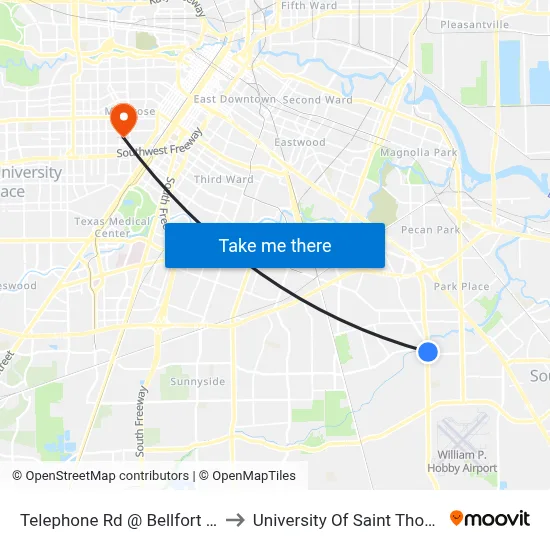 Telephone Rd @ Bellfort Ave to University Of Saint Thomas map