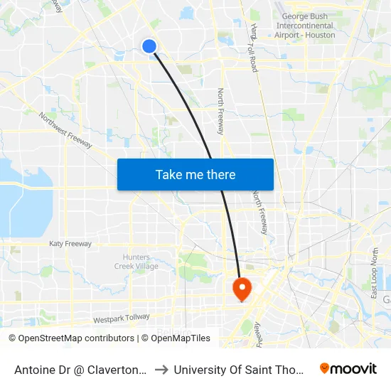 Antoine Dr @ Claverton Dr to University Of Saint Thomas map
