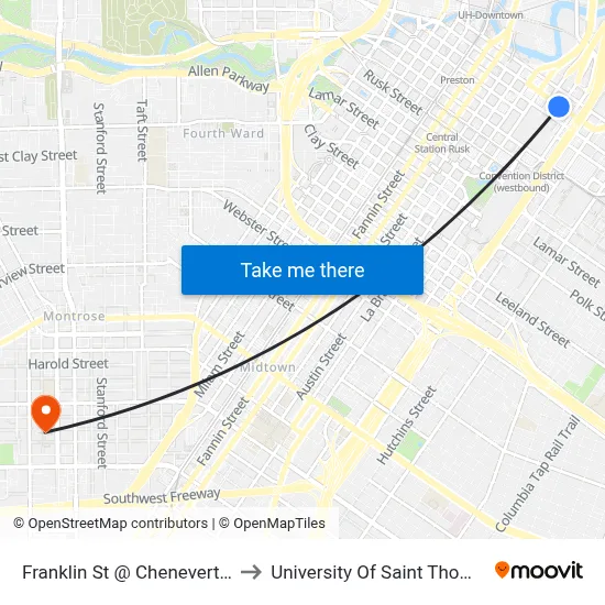 Franklin St @ Chenevert St to University Of Saint Thomas map