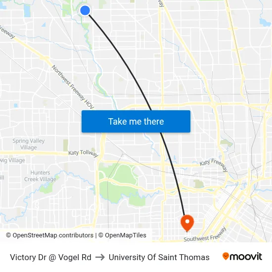 Victory Dr @ Vogel Rd to University Of Saint Thomas map