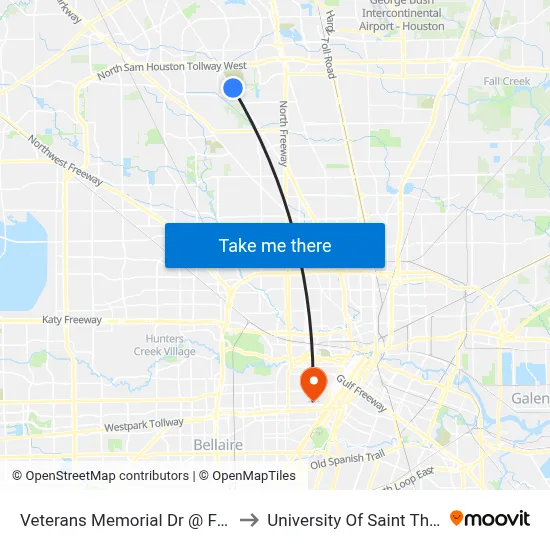 Veterans Memorial Dr @ Frick Rd to University Of Saint Thomas map