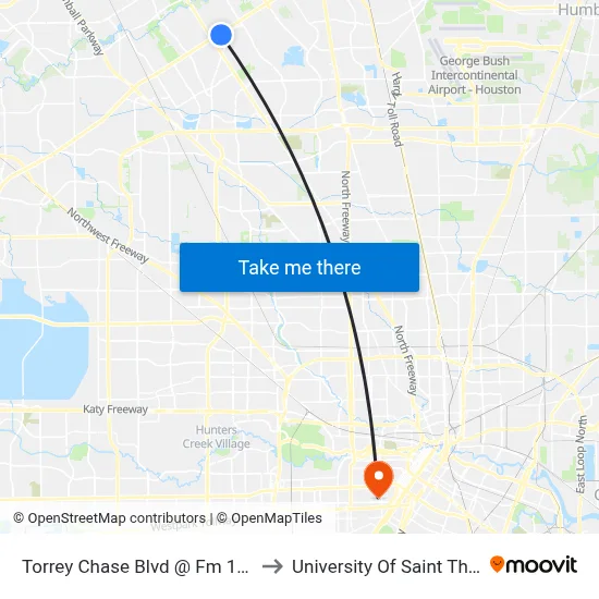 Torrey Chase Blvd @ Fm 1960 Rd to University Of Saint Thomas map